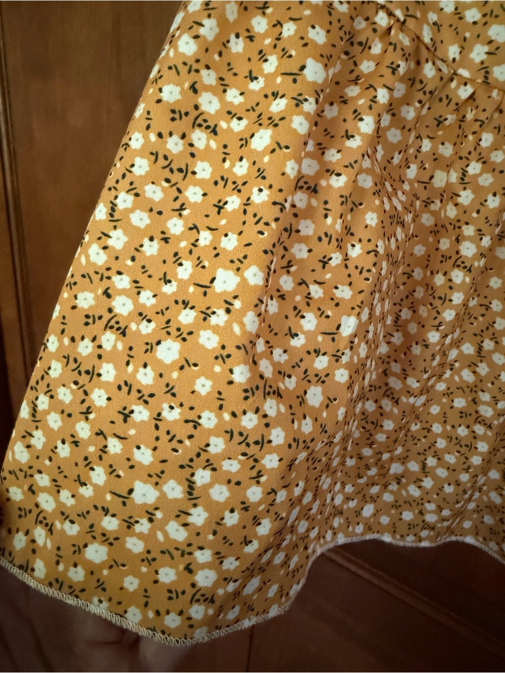 Yellow Floral Button-Front Ruffle Hem Dress - Picture 4 of 4